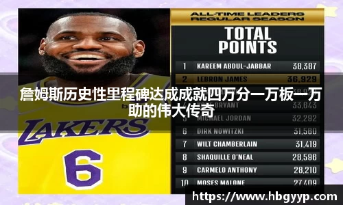 詹姆斯历史性里程碑达成成就四万分一万板一万助的伟大传奇